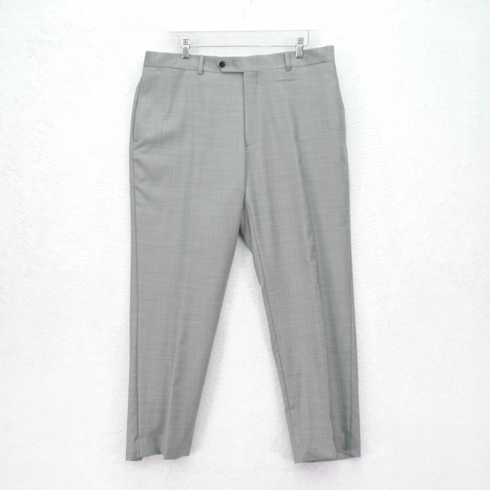 Tommy Hilfiger Wool Gray Sharkskin Dress Pants Trousers‎ -36 / 28- Flat Front